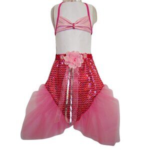 Sequined Mermaid Tail Skirt + Bathing Suit Set - Kids/Toddler Sized Mermaid Set
